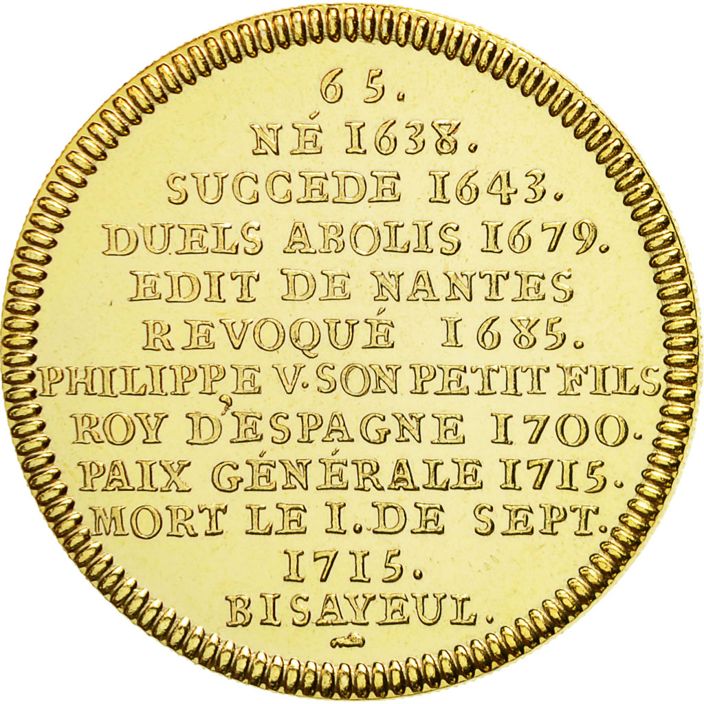 France, Médaille, Les rois de France, Louis XIV, FDC, Copper-Nickel Gilt