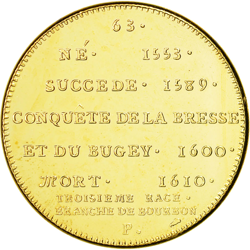 France, Medal, Les rois de France, henri IV, MS(65-70), Copper-Nickel Gilt