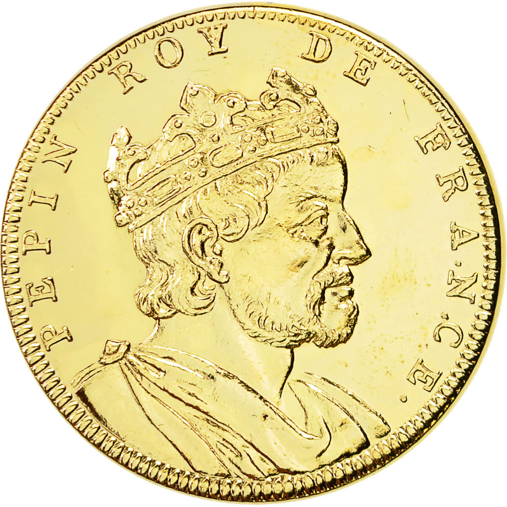 Frankreich, Medaille, Les Rois de France, Pépin, STGL, Copper-Nickel Gilt