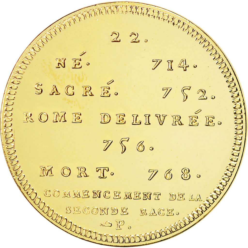 Frankreich, Medaille, Les Rois de France, Pépin, STGL, Copper-Nickel Gilt