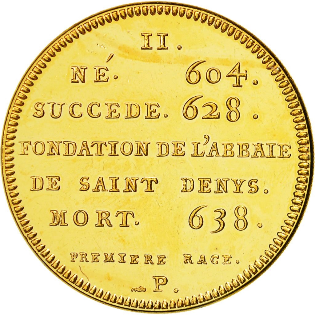 Frankreich, Medaille, Les Rois de France, Dagobert I, STGL, Copper-Nickel Gilt