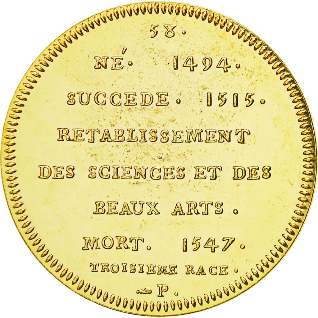France, Medal, Les Rois de France, François Ier, MS(65-70), Copper-Nickel Gilt