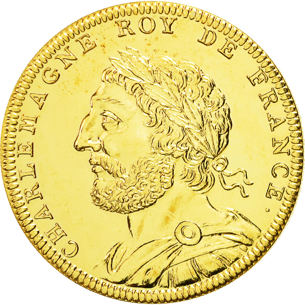 France, Médaille, Les Rois de France, Charlemagne, FDC, Copper-Nickel Gilt