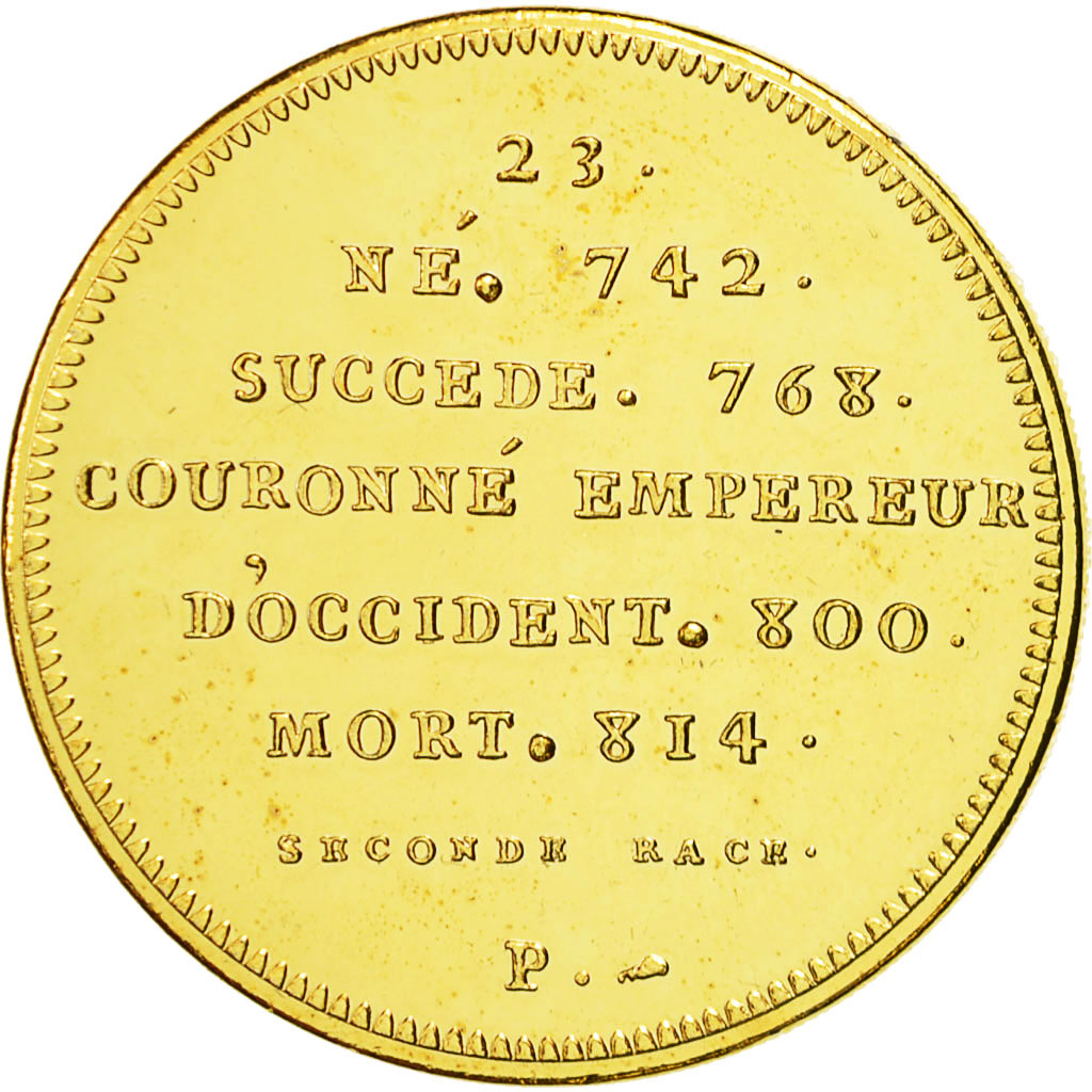 France, Médaille, Les Rois de France, Charlemagne, FDC, Copper-Nickel Gilt