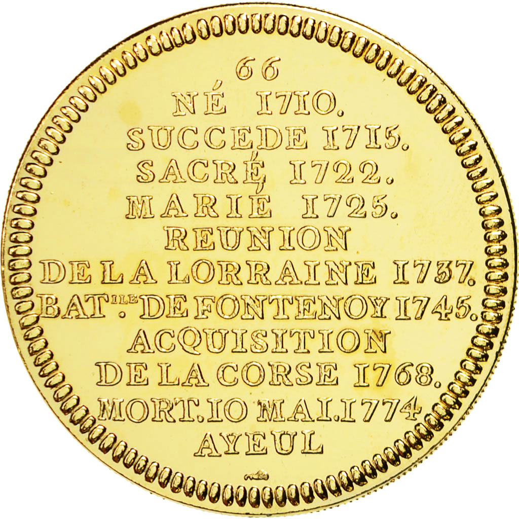 France, Médaille, Les rois de France, Louis XV, FDC, Copper-Nickel Gilt