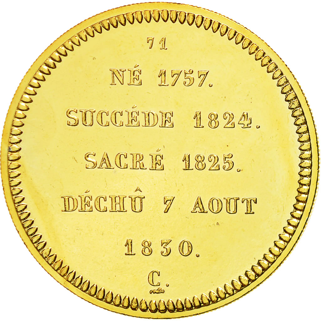 Francja, Medal, Les Rois de France, Charles X, MS(65-70), Pokryte Miedź- Nikiel