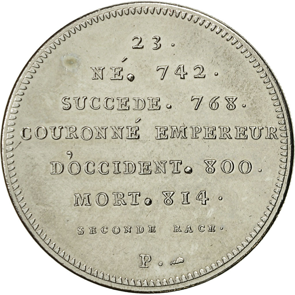 France, Medal, Les Rois de France, Charlemagne, MS(65-70), Copper-nickel