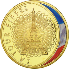France, Medal, Les Emblèmes Français, La Tour Eiffel, MS(65-70), Copper Gilt