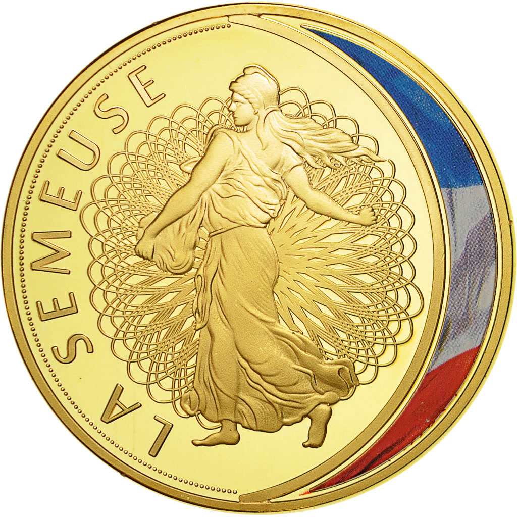 France, Médaille, Les Emblèmes Français, La Semeuse, FDC, Copper Gilt