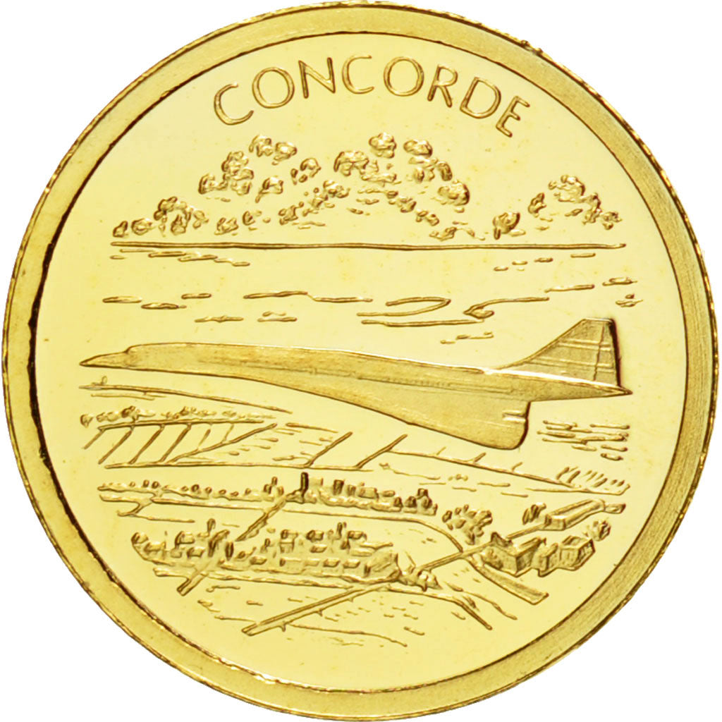 France, Medal, Histoire de l'Aviation, Le Concorde, 2009, MS(65-70), Gold