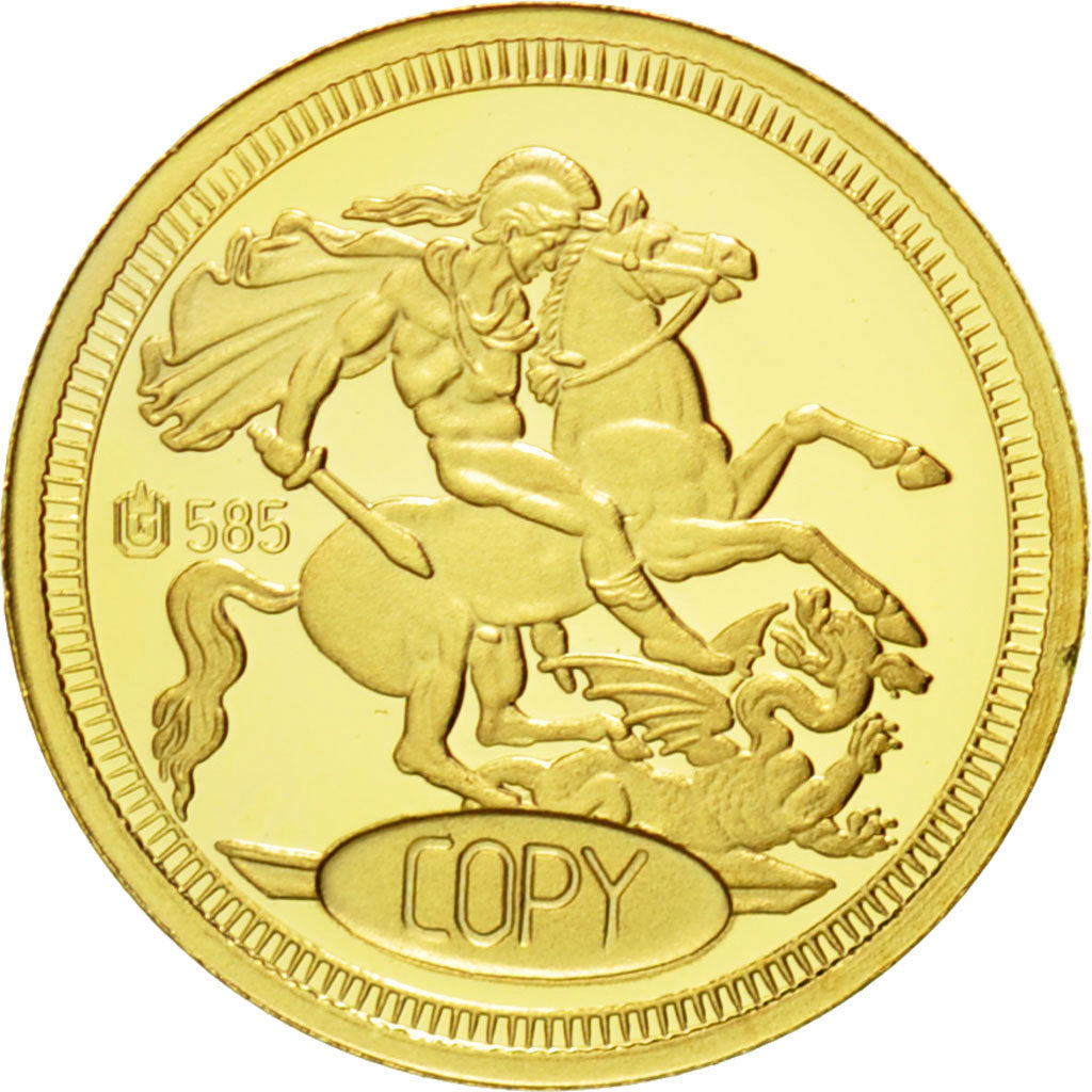 France, Medal, Réplique Souverain Elisabeth II, 2009, MS(65-70), Gold