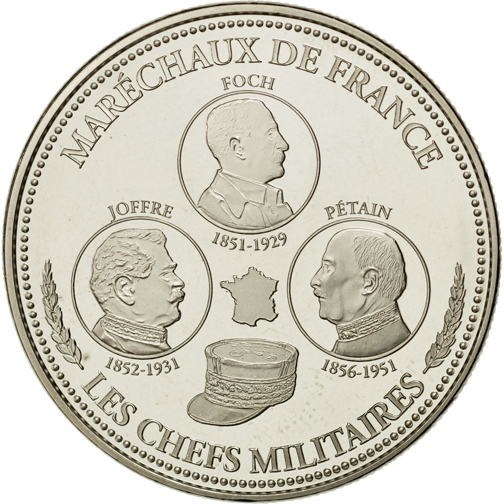 Francia, medalla, Première Guerre Mondiale, Les Chefs Militaires, FDC, Cobre -