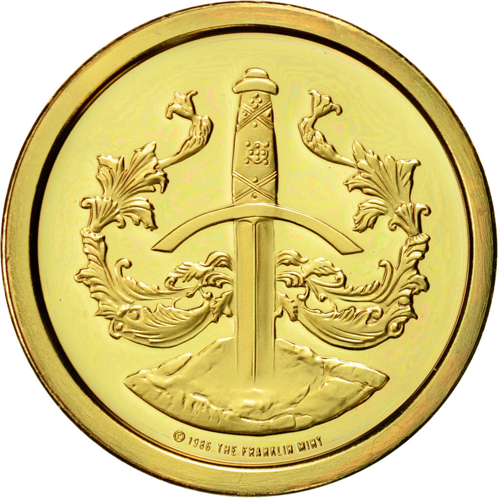 France, Token, Sir Modred, 1986, MS(65-70), Copper-Nickel Gilt