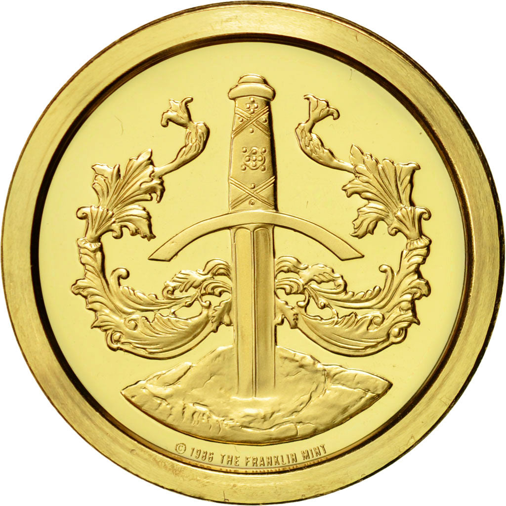France, Jeton, Lady of the Lake, 1986, FDC, Copper-Nickel Gilt