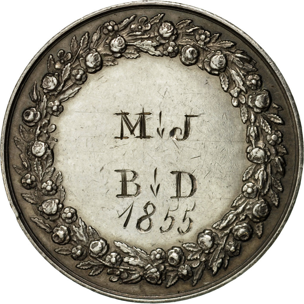 France, Médaille, Religion, Mariage Chrétien, 1855, Pingret, SUP+, Argent