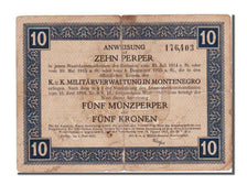Billete, 10 Perper = 5 Münzperper = 5 Kronen, 1917, Montenegro, MBC