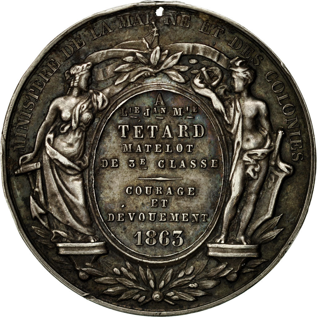 Francia, medaglia, Napoléon III, Marine et Colonies, Actes de Dévouement