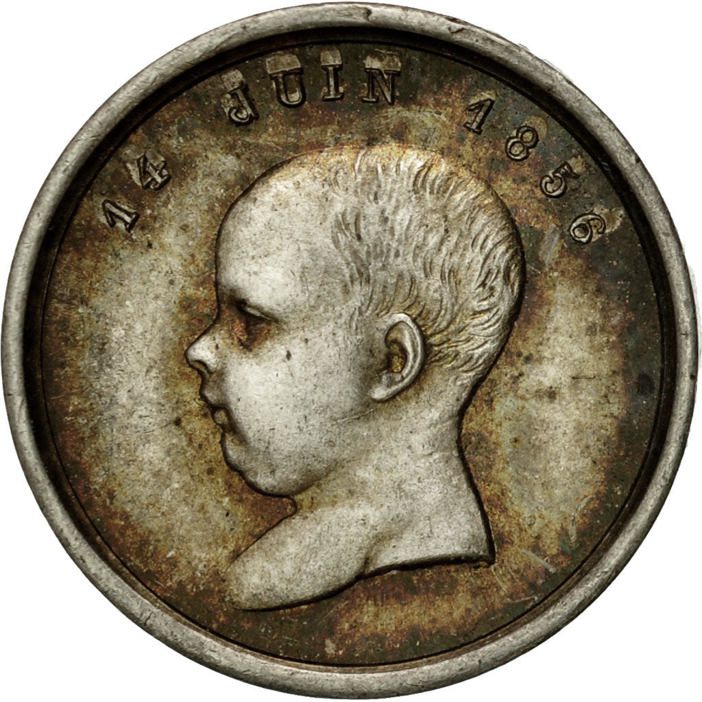 Francia, medaglia, Naissance de Napoléon IV, Quinaire, 1856, Caqué, SPL