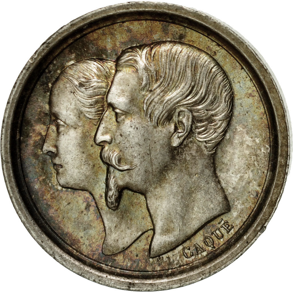 Francia, medaglia, Naissance de Napoléon IV, Quinaire, 1856, Caqué, SPL