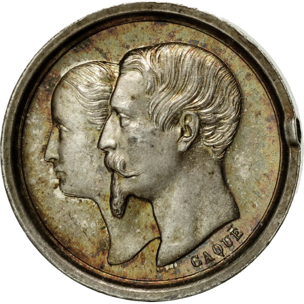 France, Medal, Naissance de Napoléon IV, Quinaire, 1856, Caqué, MS(63), Silver
