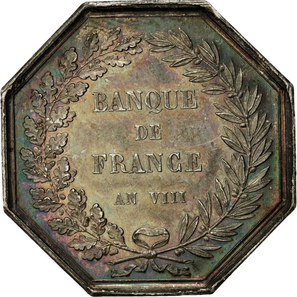 France, Token, Banque de France, An VIII, Dumarest, AU(55-58), Silver