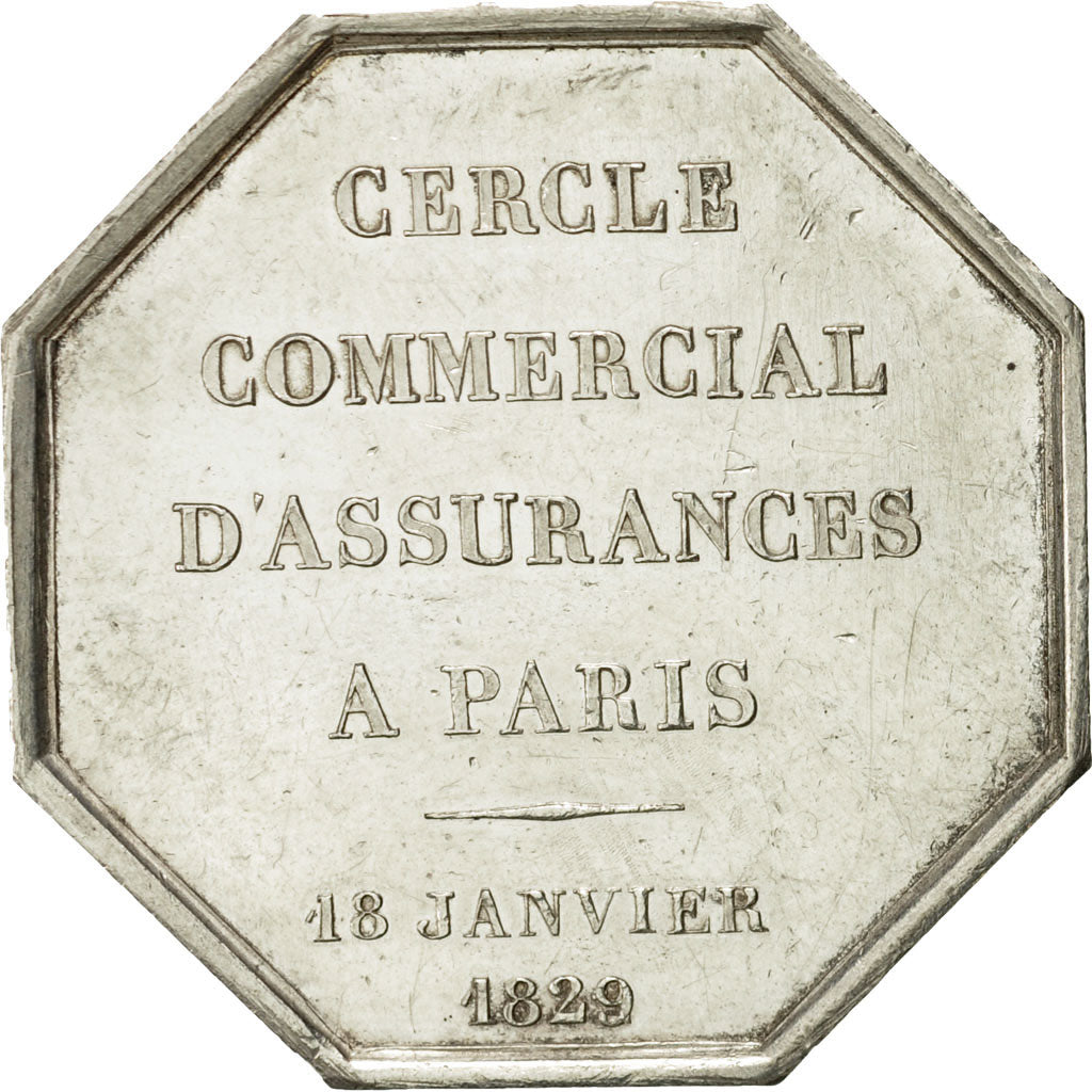 France, Token, Cercle Commercial d'Assurances, Paris, 1829, Caqué, AU(50-53)