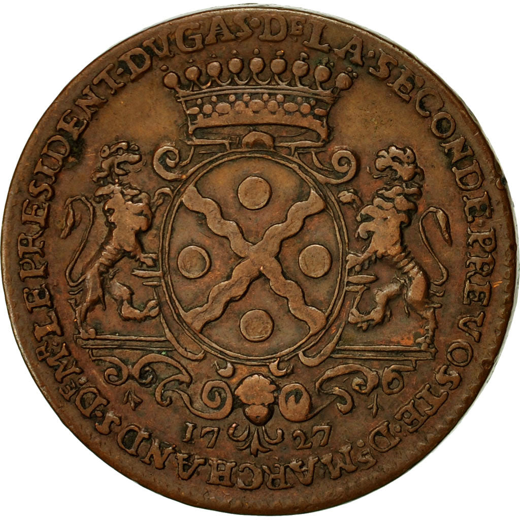 France, Jeton, Lyonnais, Consulat de Lyon, 1727, TTB+, Cuivre, Feuardent:10608
