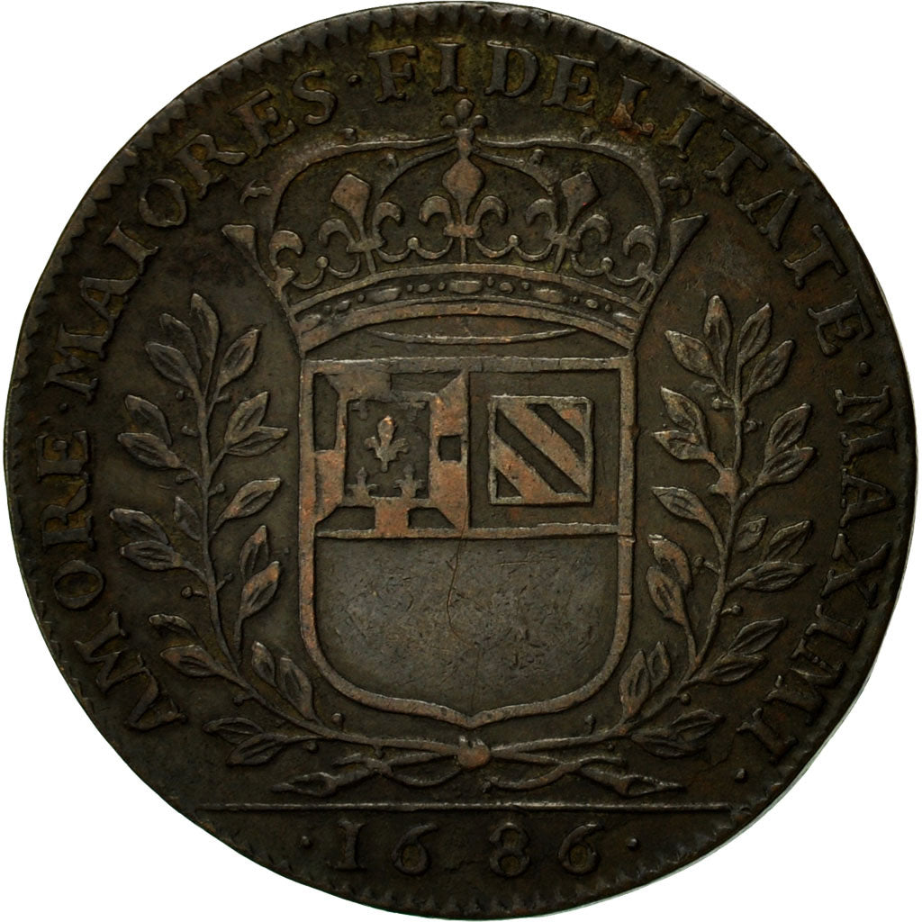 France, Token, Maires de Dijon, Mathieu de Badier, 1686, EF(40-45), Copper