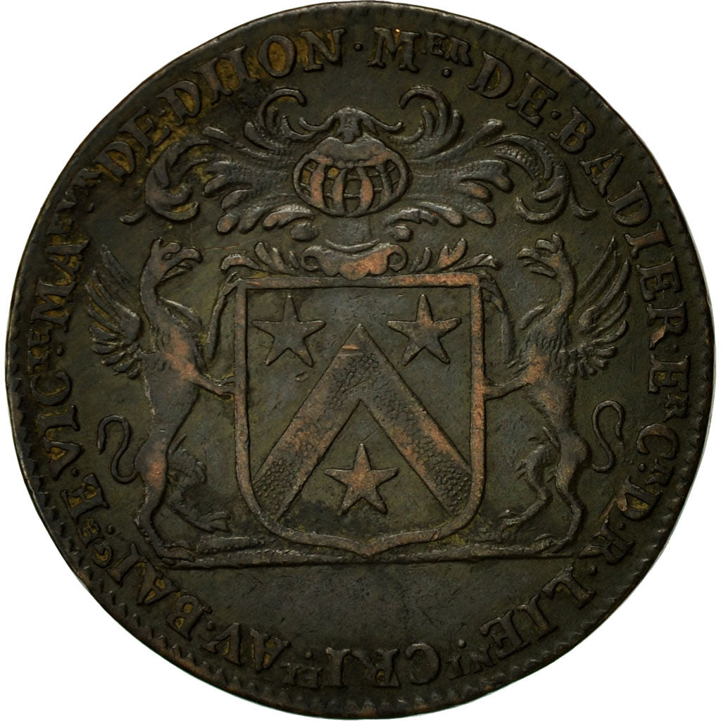 France, Token, Maires de Dijon, Mathieu de Badier, 1686, EF(40-45), Copper