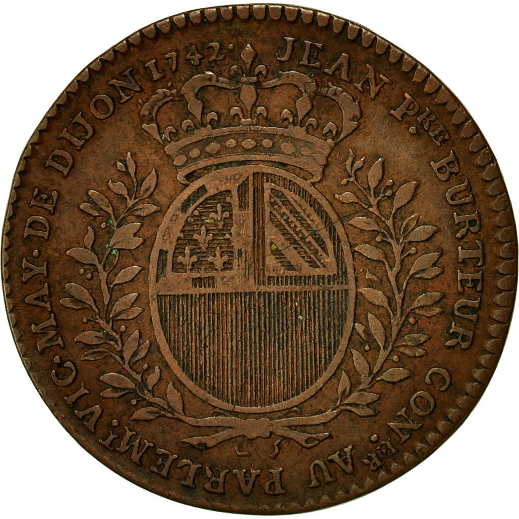 France, Jeton, Maires de Dijon, Jean-Pierre Burteur, 1742, TTB, Cuivre
