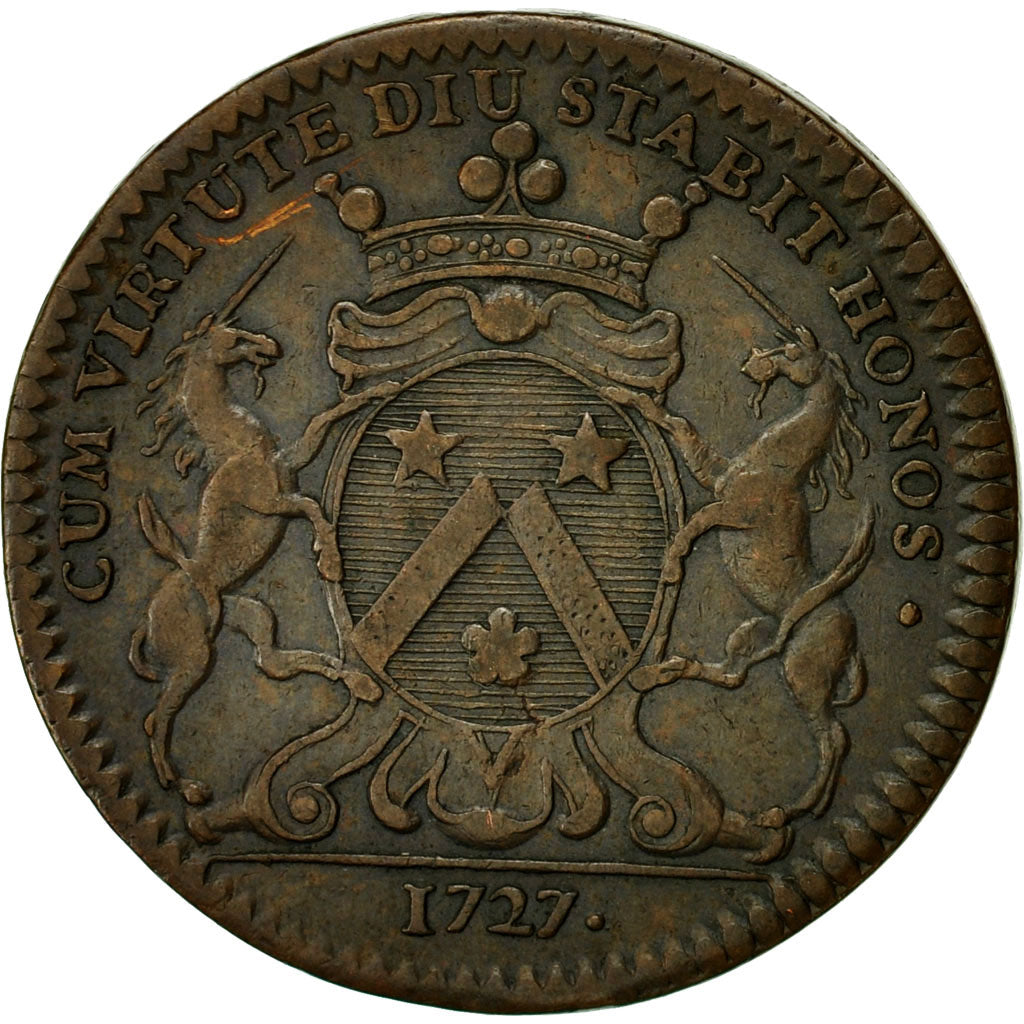 France, Token, Maires de Dijon, Baudinet, 1727, EF(40-45), Copper