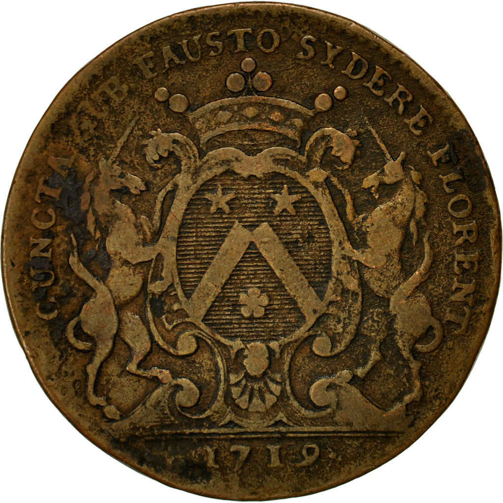 France, Token, Maires de Dijon, Etienne Baudinet, 1719, VF(30-35), Copper