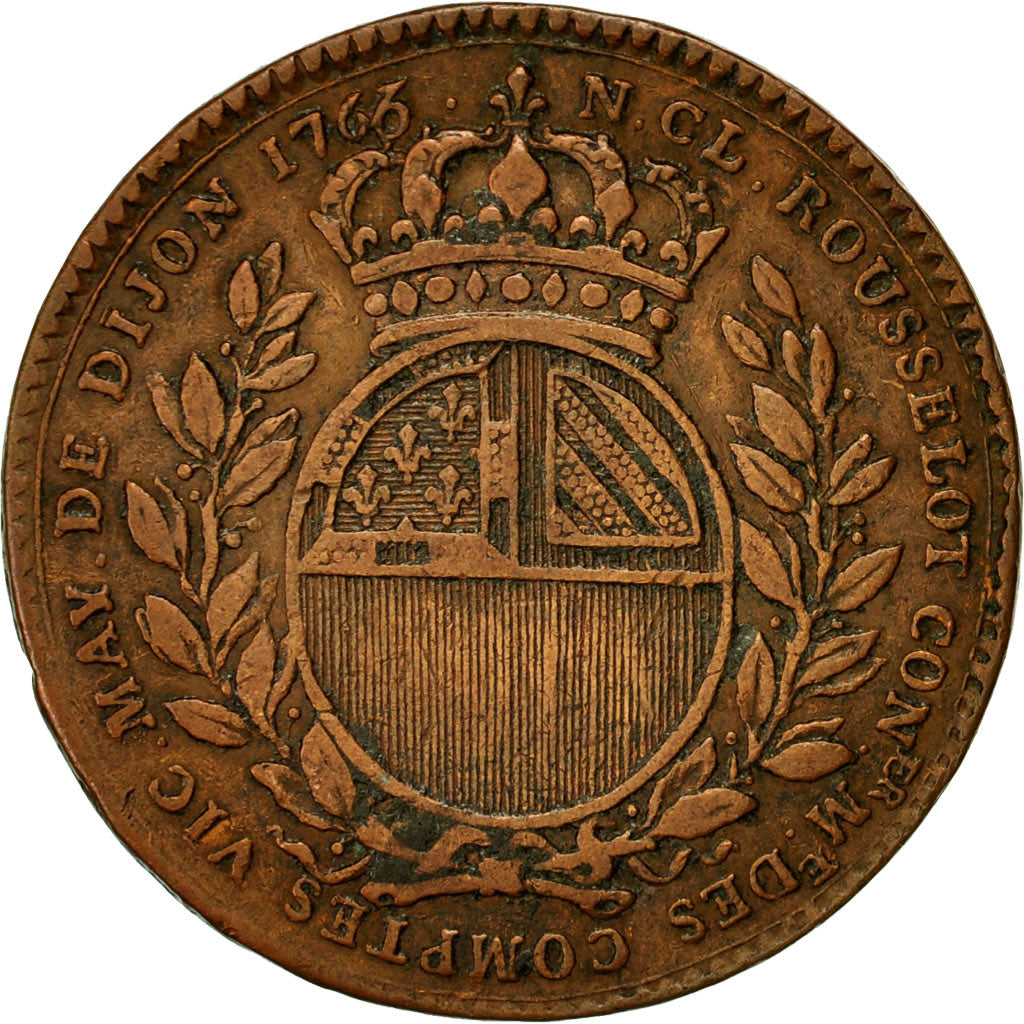 France, Token, Maires de Dijon, Nicolas-Claude Rousselot, 1766, EF(40-45)