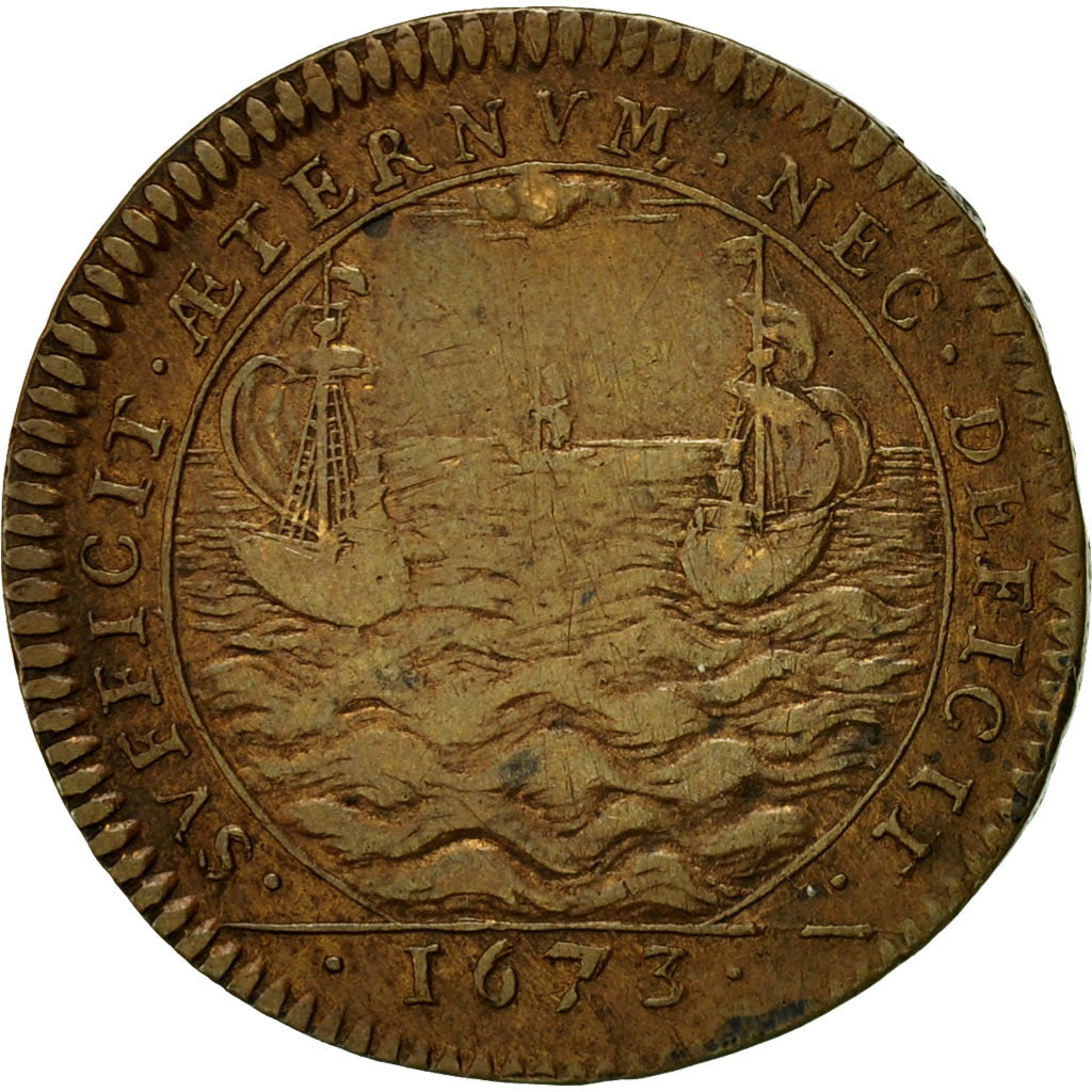 France, Token, Marie-Thérèse d'Autriche, 1673, VF(30-35), Copper