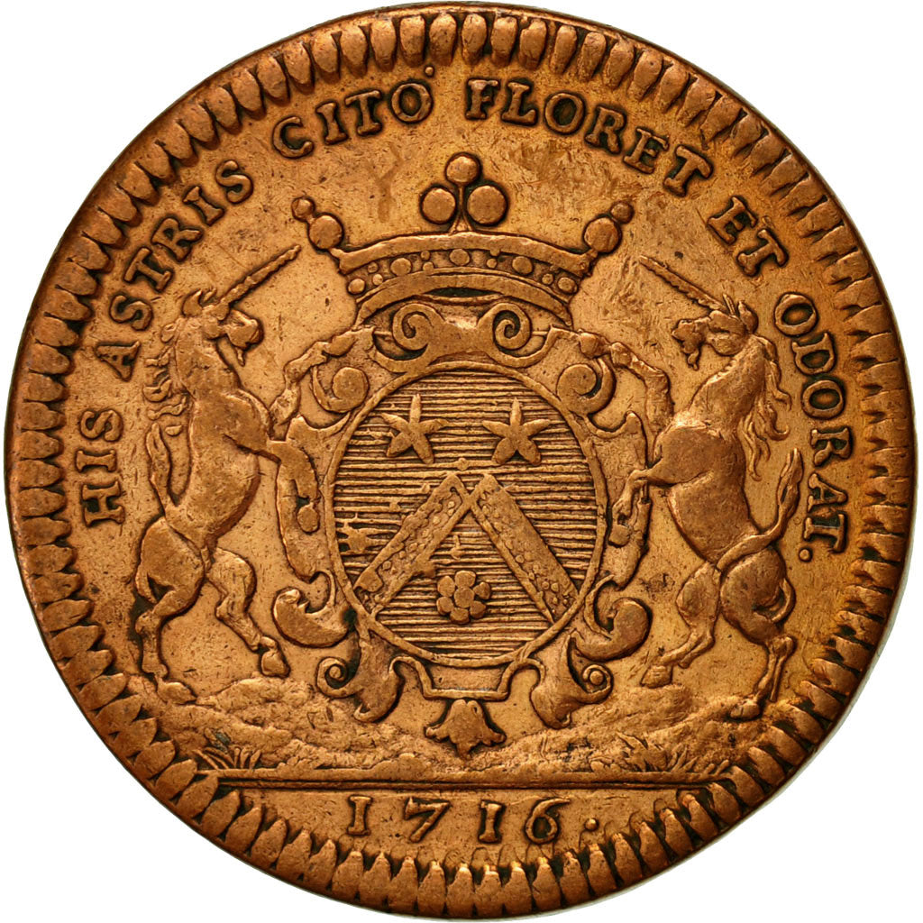 Francia, Token, Maires de Dijon, Etienne Baudinet, 1716, BB, Rame