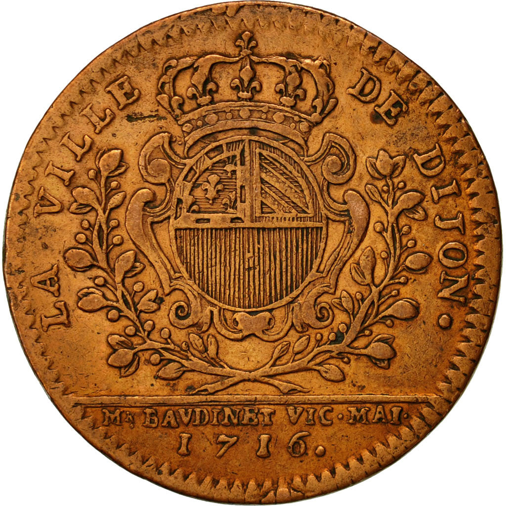 Francia, Token, Maires de Dijon, Etienne Baudinet, 1716, BB, Rame