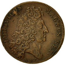 Francia, Token, Louis XIV, Trésor Royal, MB+, Rame, Feuardent:1971