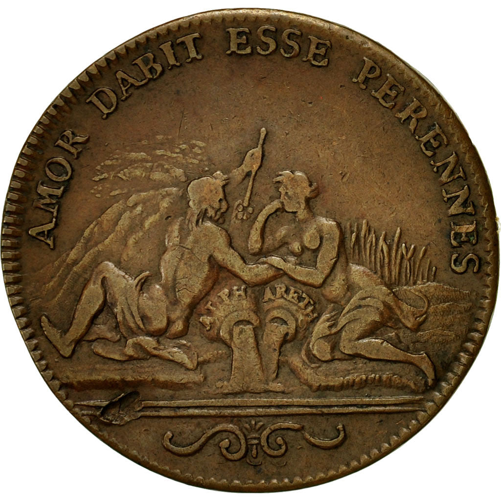 Francia, Token, Louis XIV, Trésor Royal, MB+, Rame, Feuardent:1971