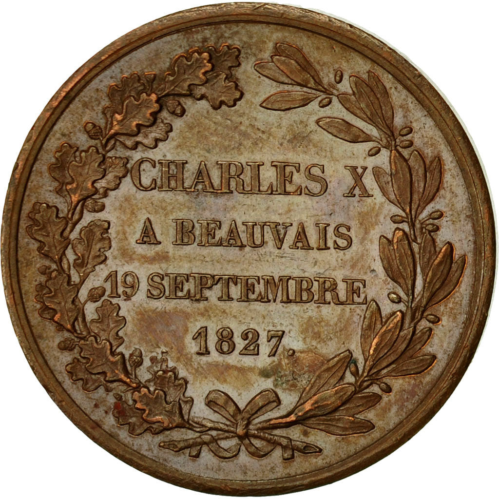 France, Token, Charles X à Beauvais, 1827, Dubois.A, AU(50-53), Copper