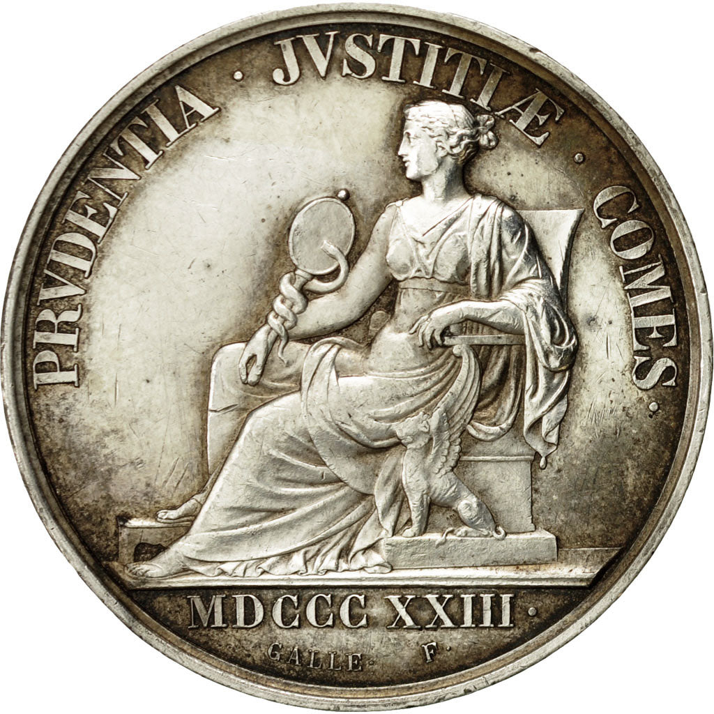 France, Token, Officiers de Justice, 1823, Galle, AU(55-58), Silver