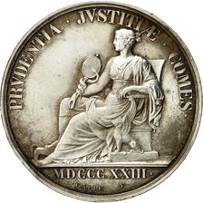 France, Token, Officiers de Justice, 1823, Galle, AU(55-58), Silver