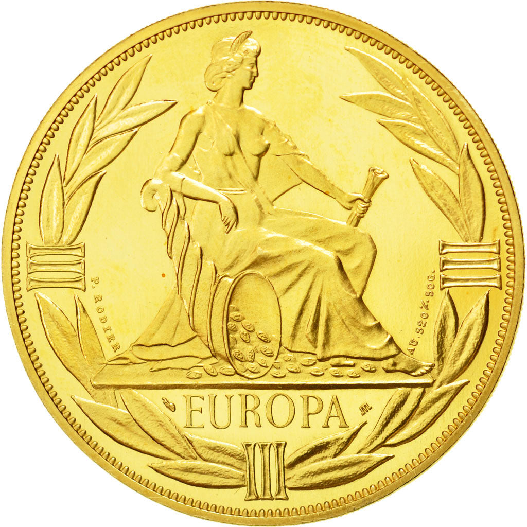 Frankrijk, Medaille, Ecu Europa, Europe Assise, 1982, Rodier, FDC, Goud