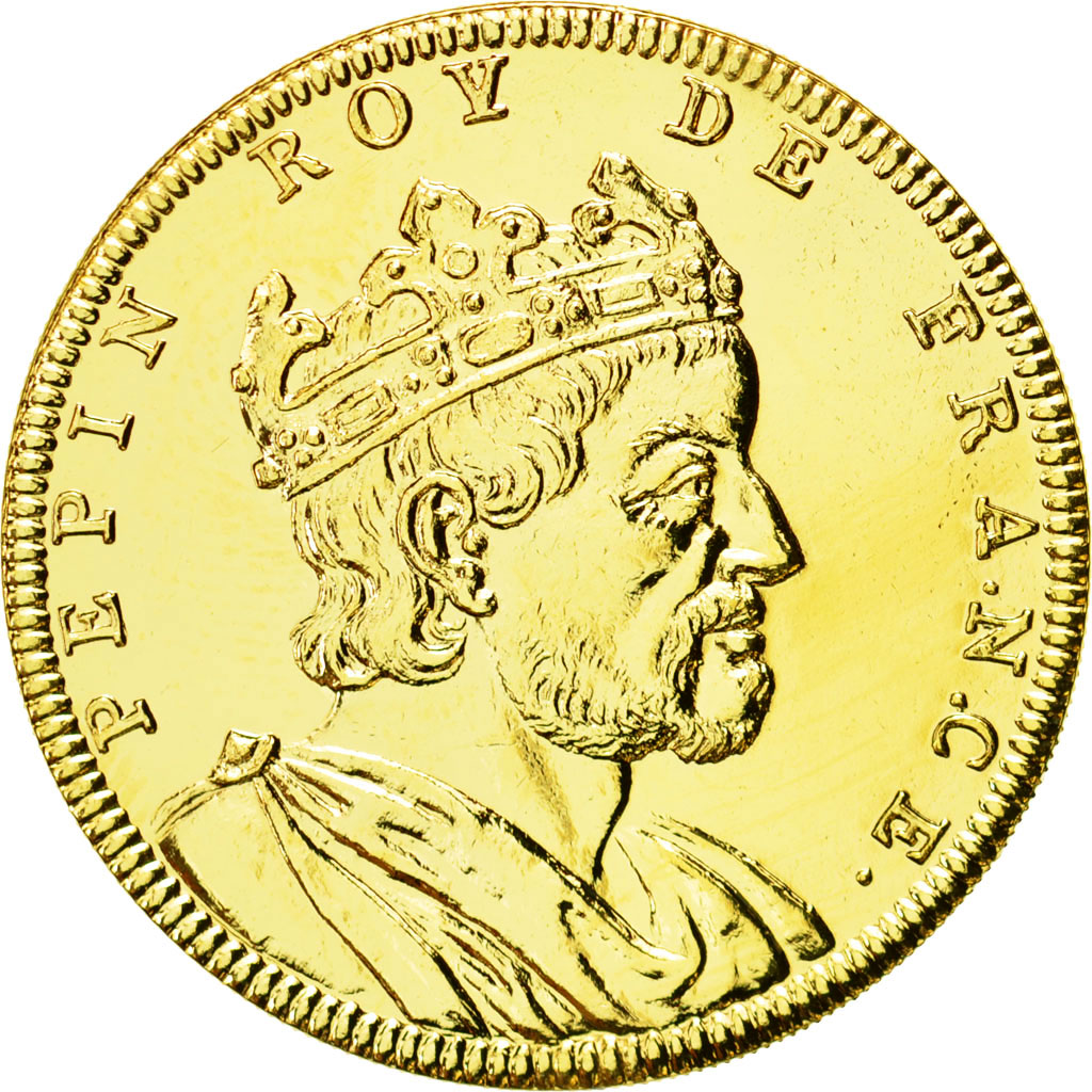 Frankrijk, Medaille, Les Rois de France, Pépin, UNC, Copper-Nickel Gilt