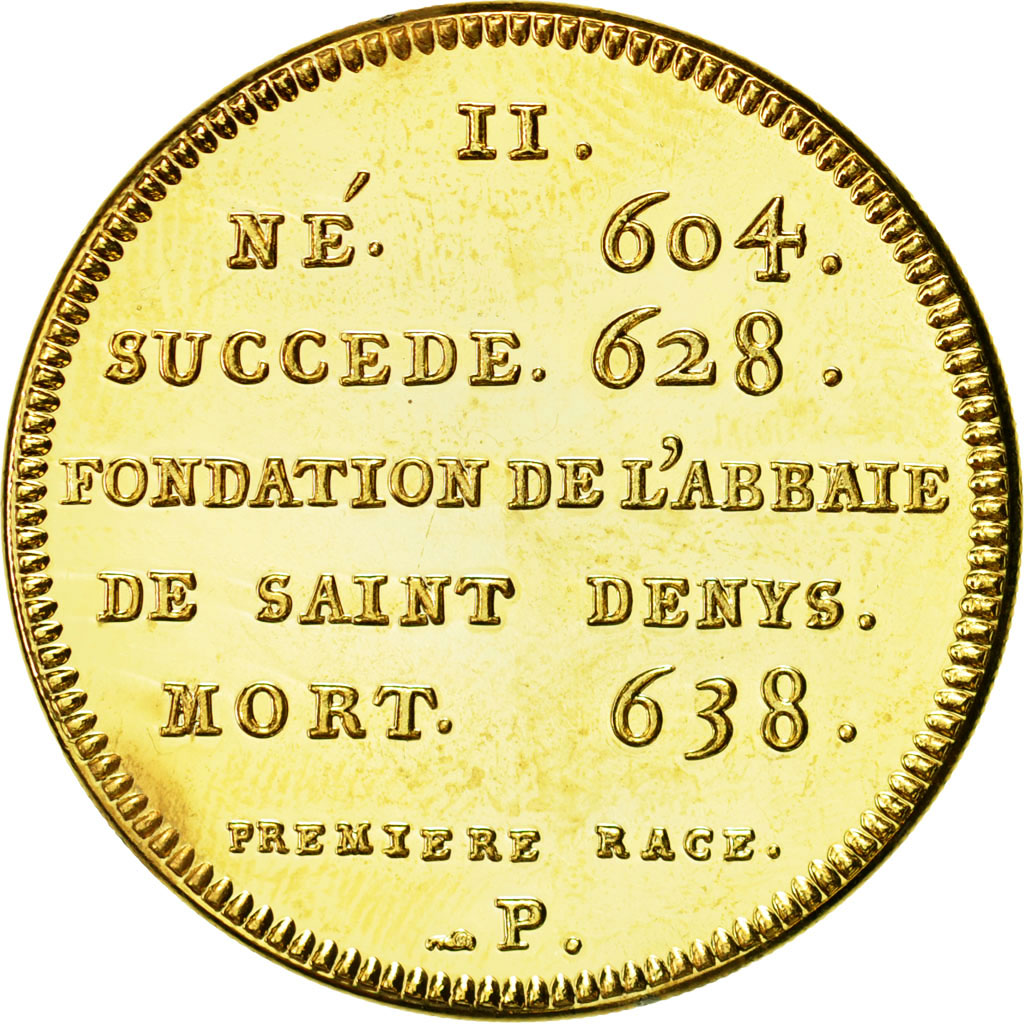 France, Medal, Les Rois de France, Dagobert I, MS(64), Copper-Nickel Gilt