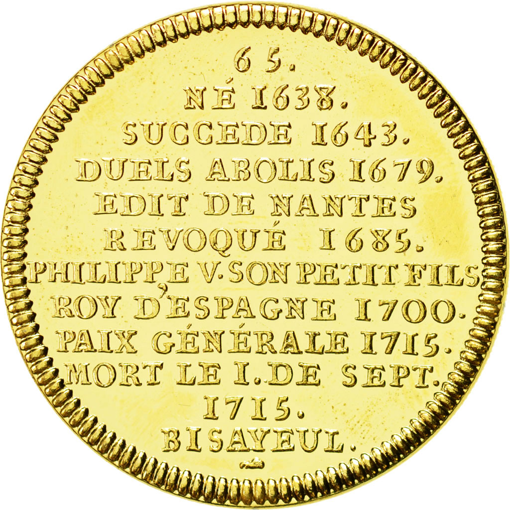 France, Médaille, Les rois de France, Louis XIV, SPL+, Copper-Nickel Gilt