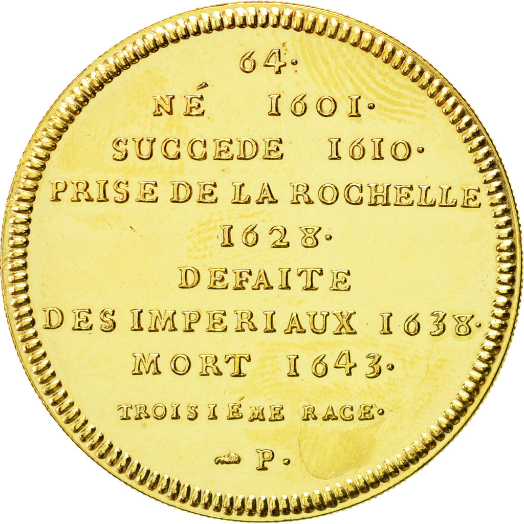 Frankreich, Medaille, Les rois de France, Louis XIII, UNZ+, Copper-Nickel Gilt