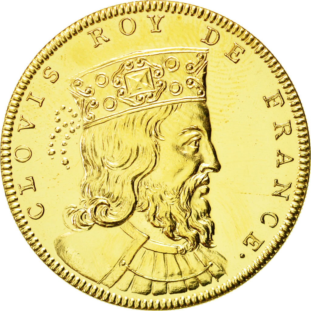 France, Medal, Les Rois de France, Clovis, MS(64), Copper-Nickel Gilt