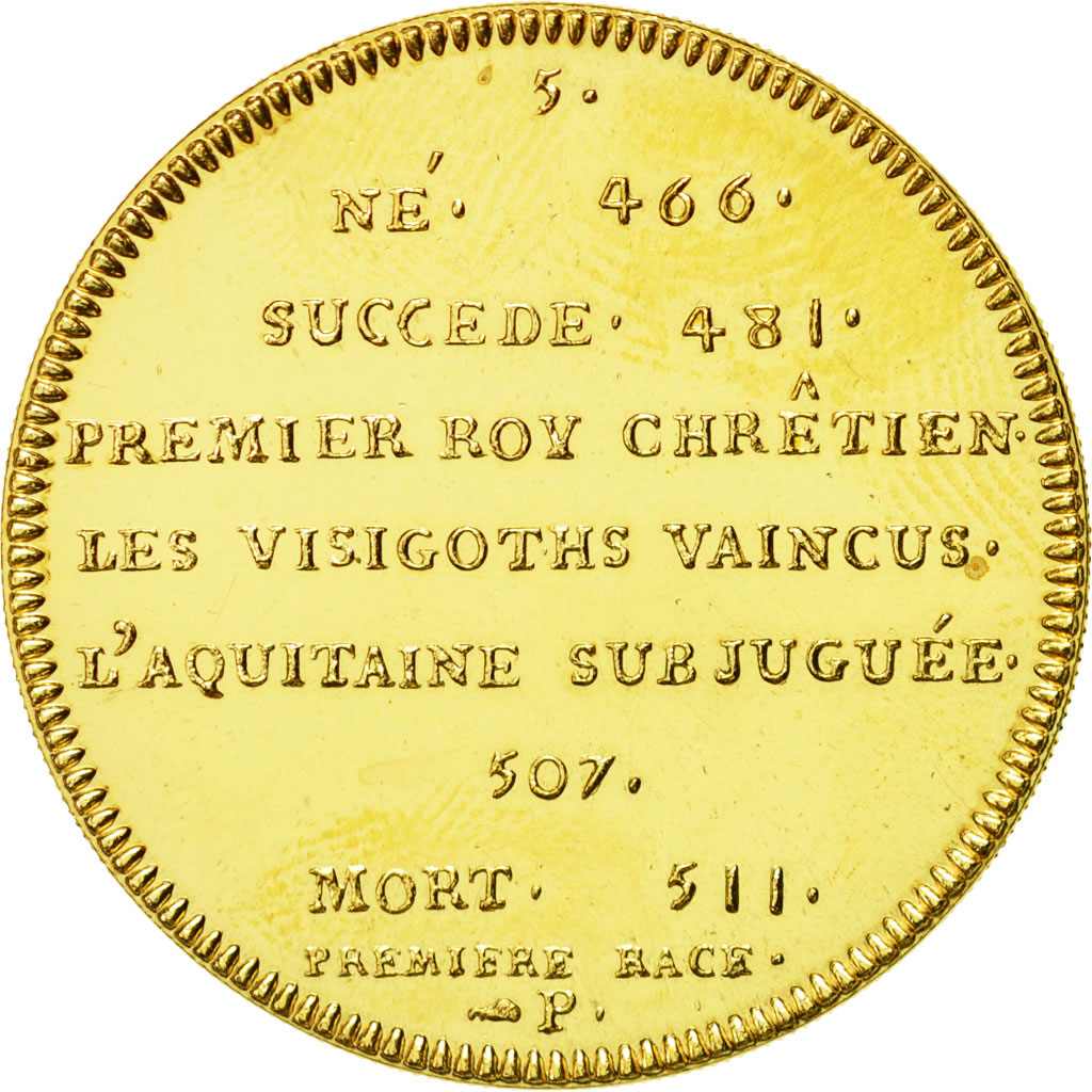 France, Medal, Les Rois de France, Clovis, MS(64), Copper-Nickel Gilt
