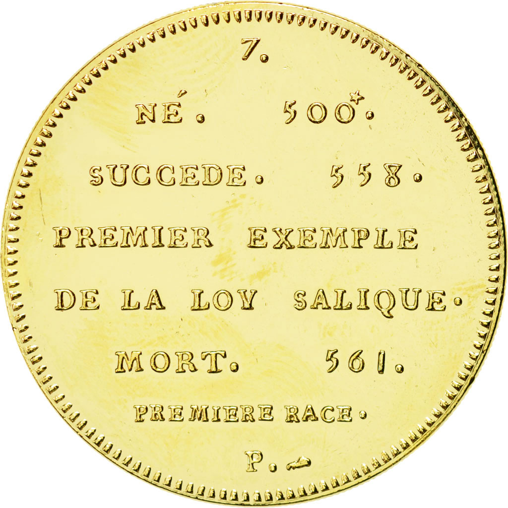 France, Medal, Les Rois de France, Clotaire I, MS(64), Copper-Nickel Gilt