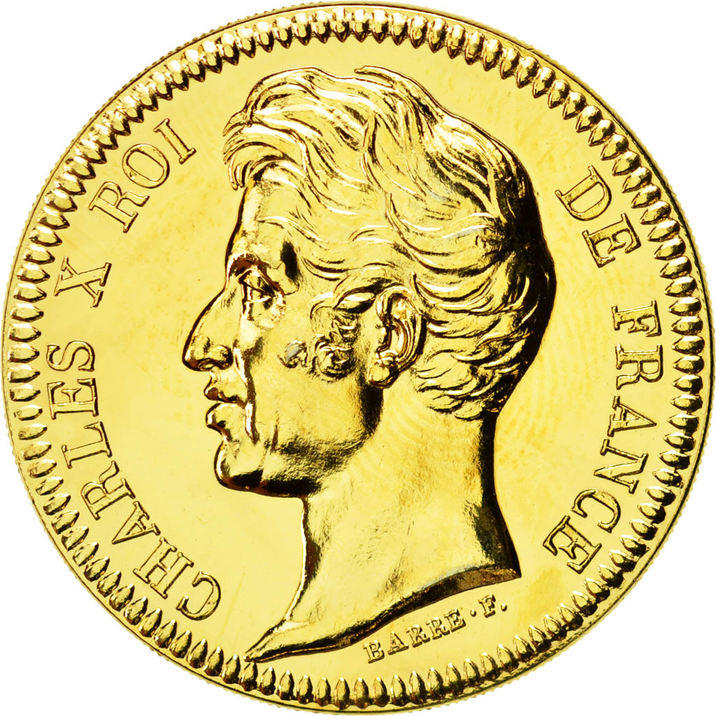 France, Medal, Les Rois de France, Charles X, MS(64), Copper-Nickel Gilt
